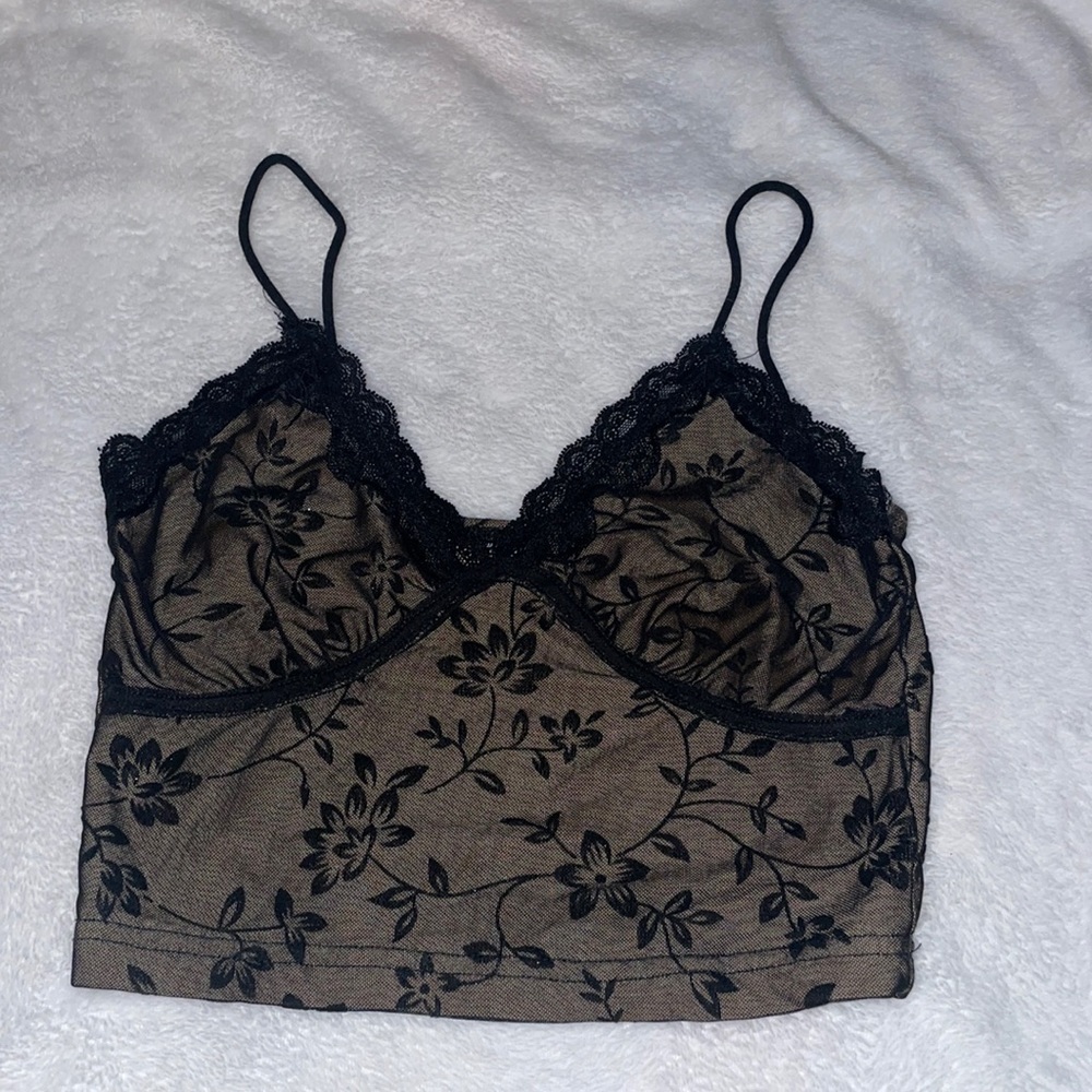 Black Lace Crop Tank